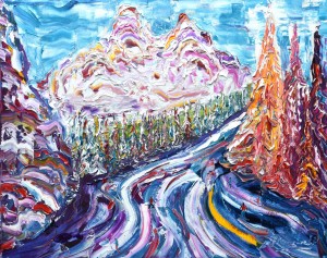 Meribel Courchevel skiing snowboarding painting for sale