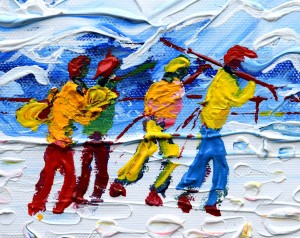 Tignes Val D'Isere skiing snowboarding painting for sale